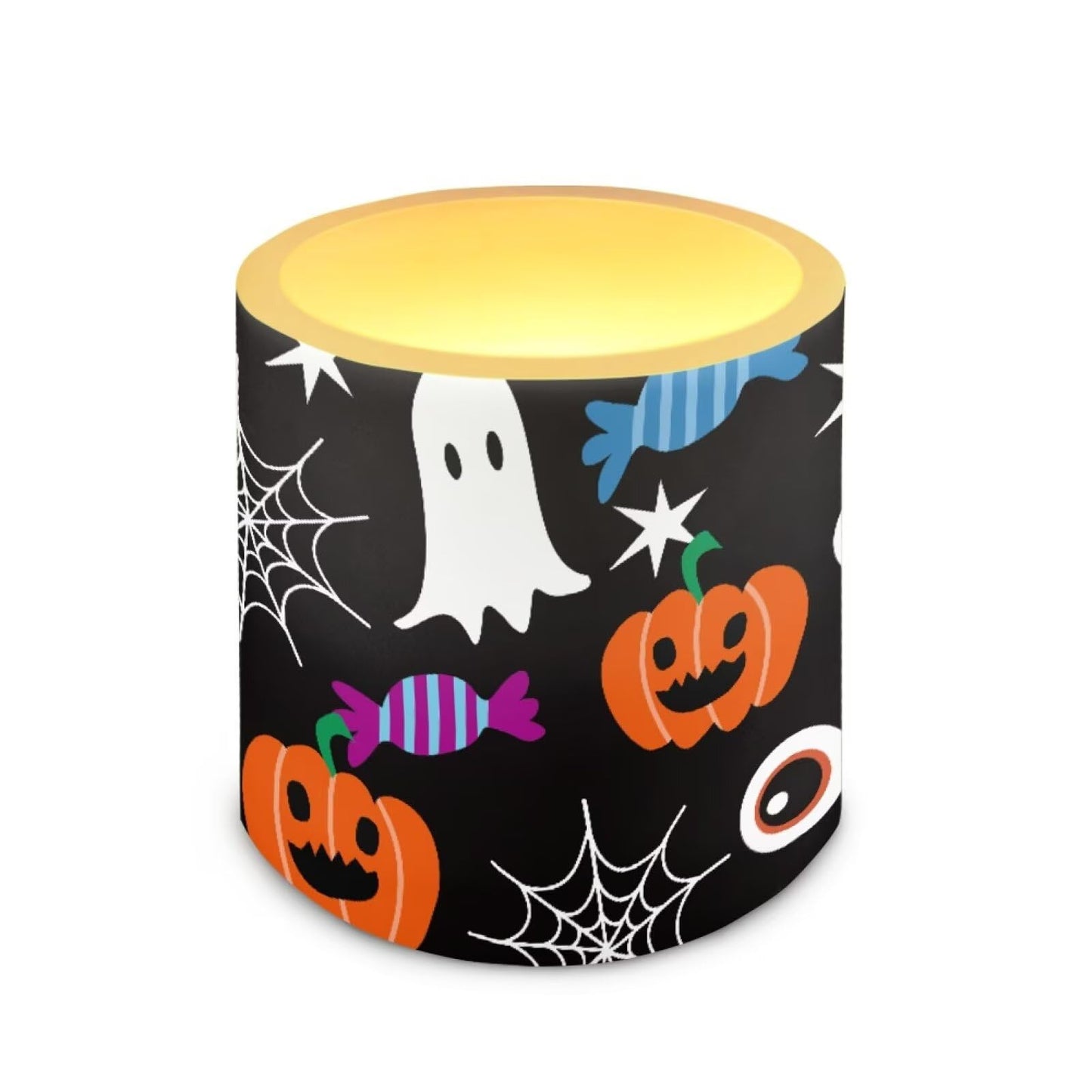 Merkmak Flickering Flameless Candles with Remote Battery Operated Candles with Timer Halloween Pumpkin Ghost Design LED Pillar Tea Lights for Party Banquet Home Decorations