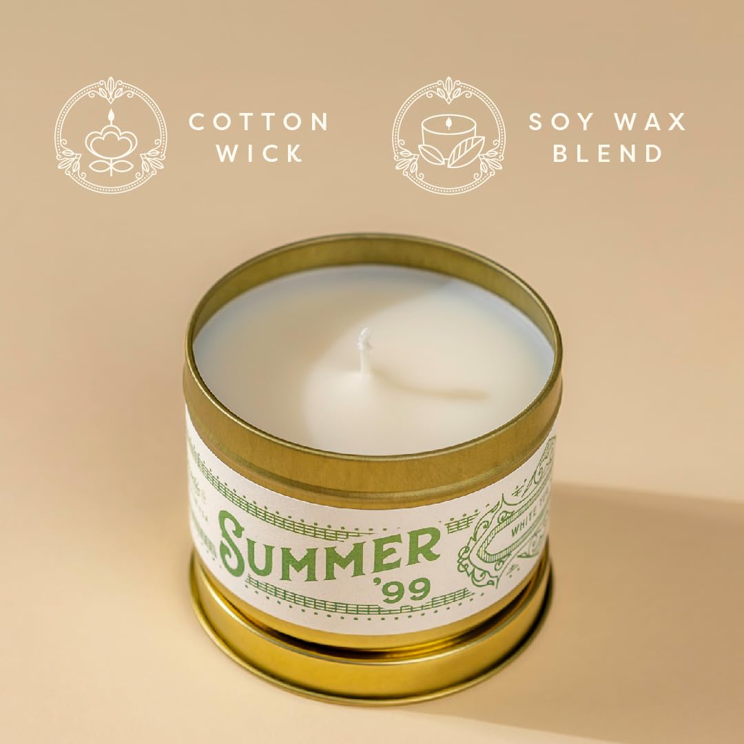 Scent Library Summer '99 Scented Candle | Designed by Erin Napier | Soy Wax Blend | Made in The USA by Laurel Mercantile | Long-Lasting 24+ Hour Burn Time (5 oz) | Great Gift for Women and Home