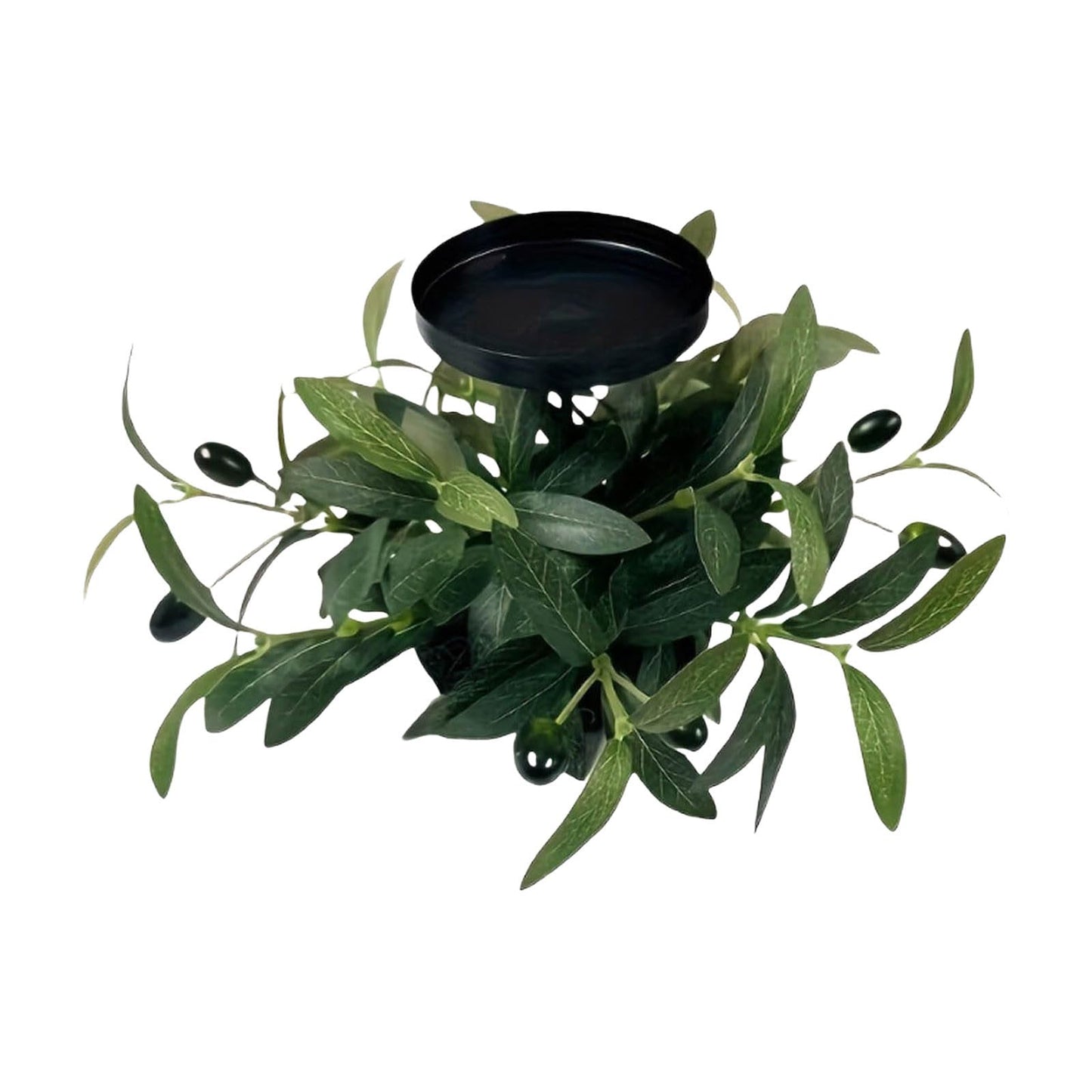 Mini Halloween Wreaths with Plastic Candle Holder, 5.5" Artificial Black Maple Leaves Candle Wreath Floral Twig Candleholder Wreath for Table Centerpieces Decorations