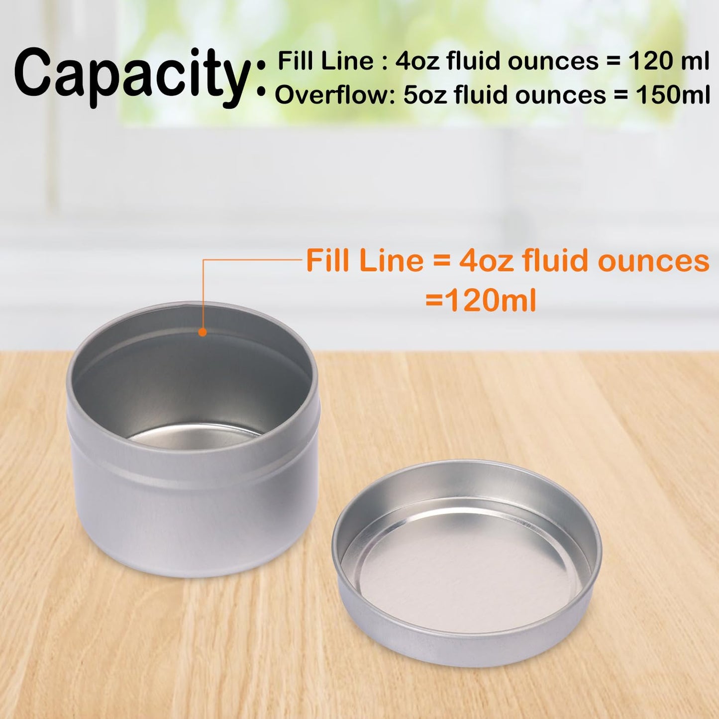 Biugaaufai 72 Pack 4 oz Sliver Metal Candle Tins with Lids, Round Bulk Metal Candle Jar, Matte Finish, Round 4 oz Candle Tins for DIY Candle Making and Storage