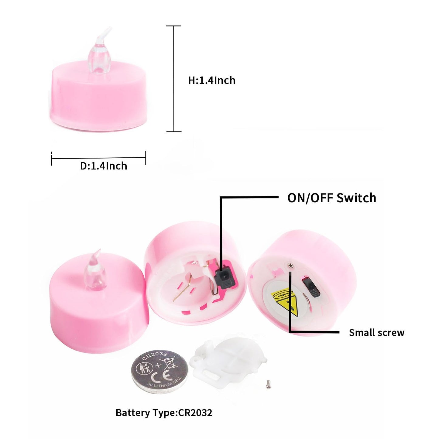 LANKER 24 Pack LED Tea Lights Candles, Steady Pink Flameless Tealights, Long Lasting Battery Operated Fake Candles, Decoration for Wedding, Halloween and Christmas (Pink - 24pcs)