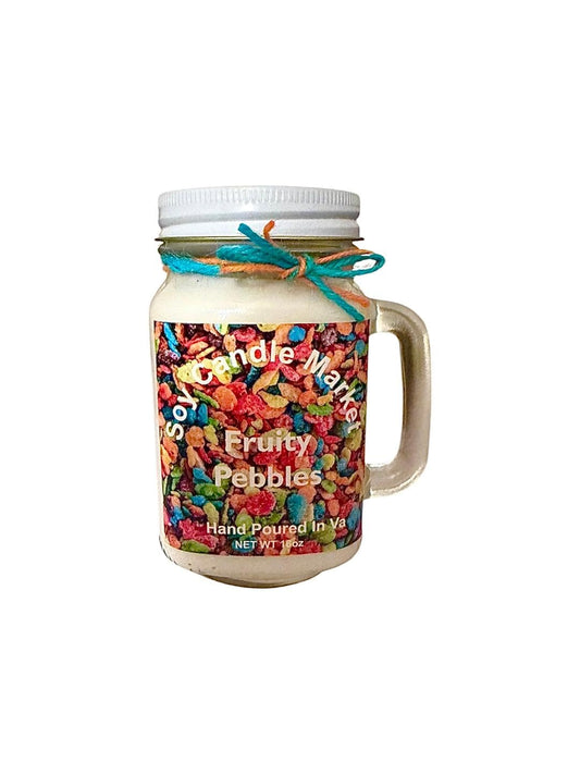 Soy Candles Fruity Pebbles Scented | Handmade & Highly Aromatic Candles Burns up to 85 Hours in Glass Jar - Perfect for Home Decor, Wedding, Birthday, Dinner (16 oz)