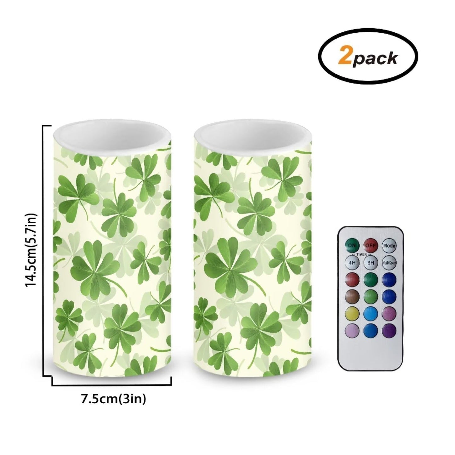 Luarisgur St Patricks Day Candles Battery Operated Flameless Candles with Remote Fall Decorations LED Fake Candles for Home Bedroom Irish Lucky Day Leaves Table Decor 3 inch Set of 2