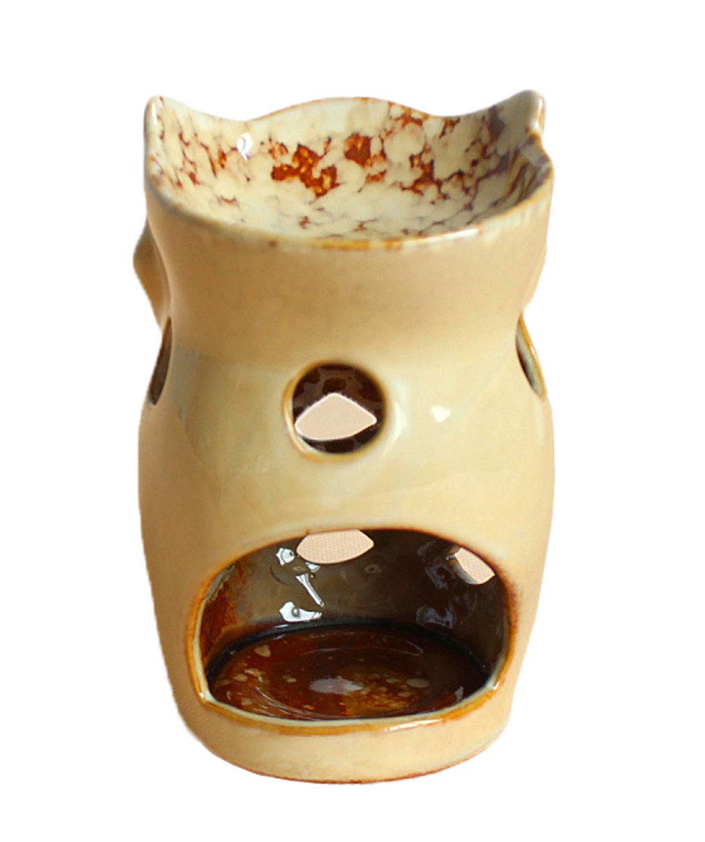 MONMOB 4.7 Inch Ceramic Owl Oil Warmer Aromatherapy Burner/Tea Light Candle Holder Oil Burner/Essential Oil Warmer Candle Holder/Wax Warmer Ideal Gifts for Women, Mom or Birthdays