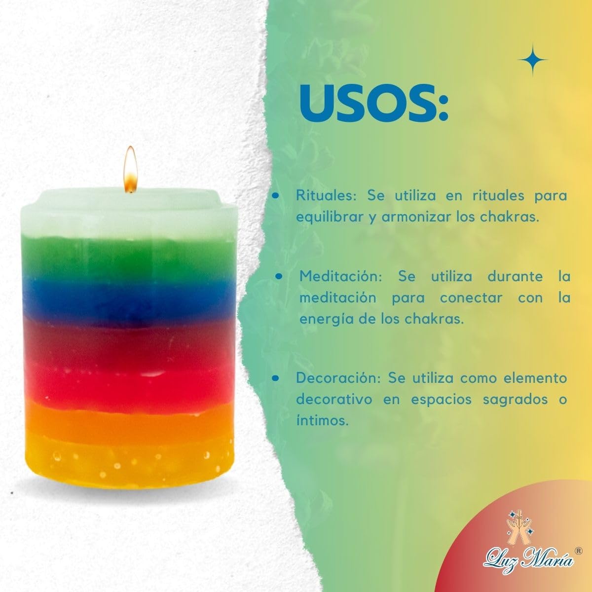 Luz Maria Plain Candle 7 Colours | 500g | 100% Paraffin | 7 Chakras | 7 Powers | for Rituals, Meditation, Home or Office Decoration, Social Events | 100% Quality |, 885043106