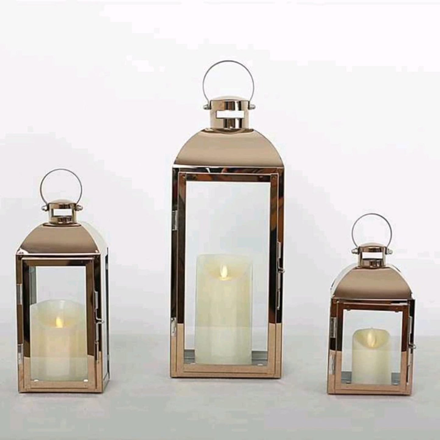 Candle Sconces Hanging Candle Holder Stainless Steel Lantern Candle Holder with Clear Glass Rustic Light Tealight Holder Centerpieces for Table Candle Stand/Display Candelabra (Size : S)