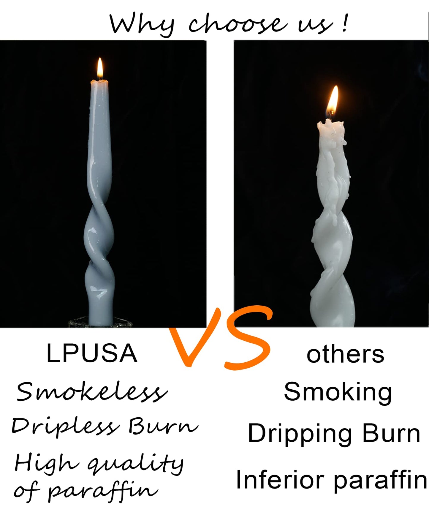 LPUSA Orange Spiral Taper Candles Halloween Decorations Candle Conical Stick Candles for Holiday Wedding Party Wax Unscented Dinner Candle Dripless,H 10 Inch,4pcs（Orange-B）