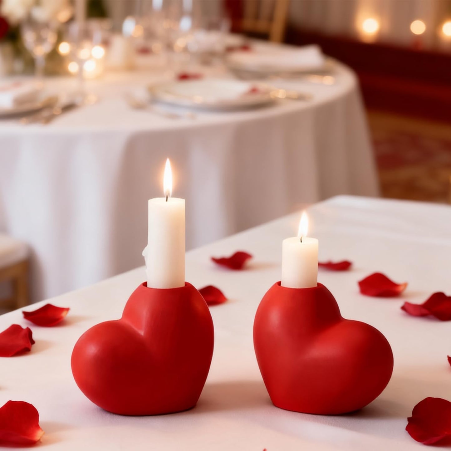 Candlestick Holders, Heart Taper Candle Holder, Candle Holders for Pillar Candles, Love Candle Holder for Valentine's Day Weddings Holiday Fireplace Party Housewarming&Christmas Décor Dining Home-084