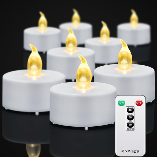 xiangpeng Tea Light Candles with Remote Control,24pack Flickering Flameless LED Candle,Long Lasting 400+Hours,Battery Operated with Timer for Home Decoration Seasonal &Festival Celebration WarmYellow