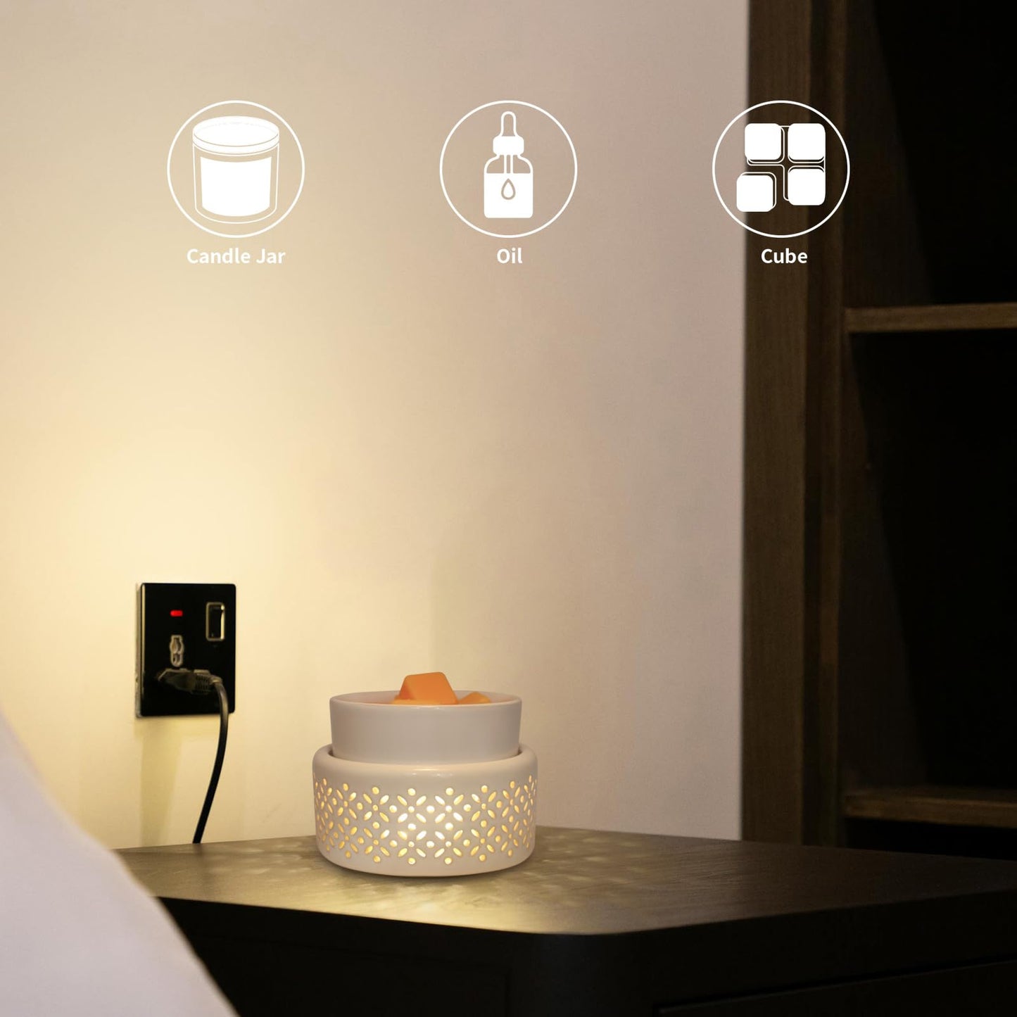 VICTORIA AROMA Ceramic Wax Melt Warmer - LED Night Light Candle Wax Warmer for Scented Wax, Electric Fragrance Wax Melter for Home, Office, Bedroom Decor, and Gifts