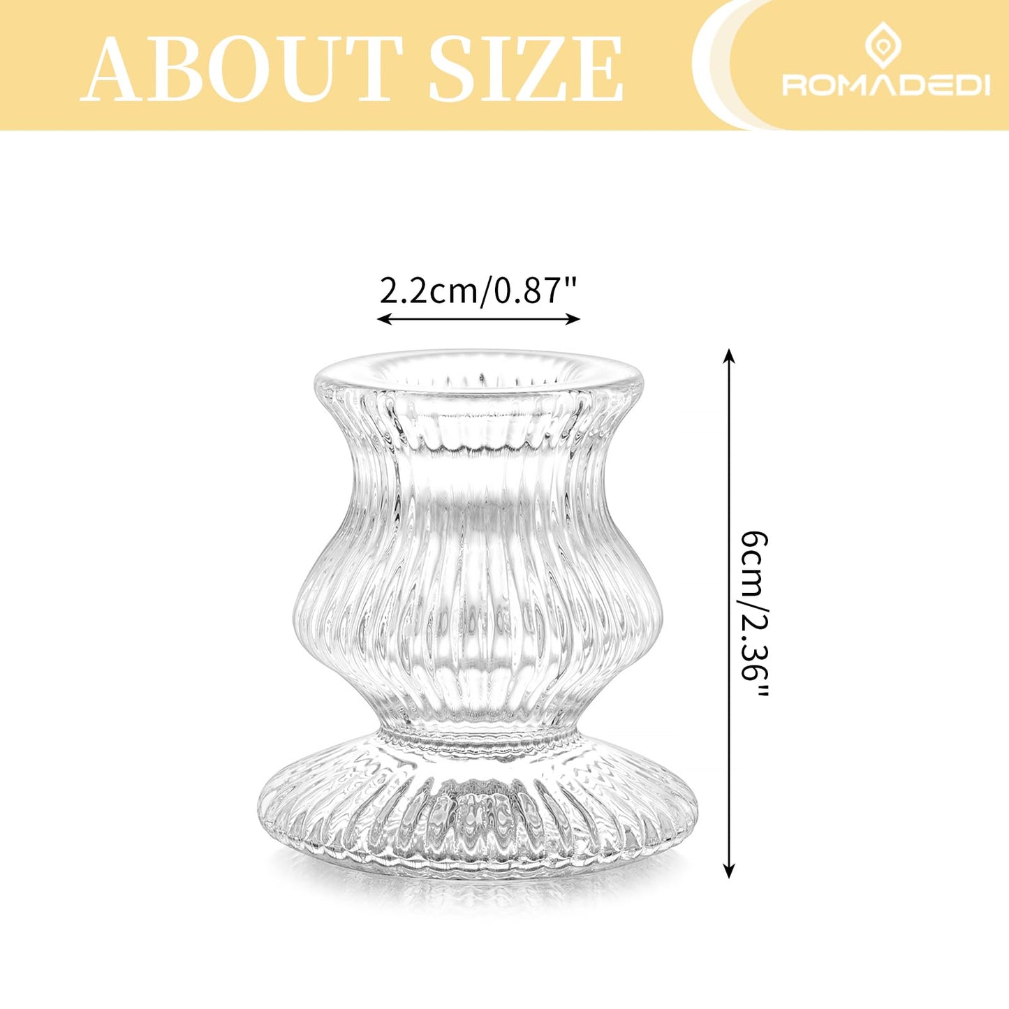 Romadedi Glass Candle Holder for Candlestick - 2 Pcs Clear Small Tapered Candle Holder Decor Wedding Table Centerpiece for Candle Sticks Christmas Party Living Room Dinner Advent