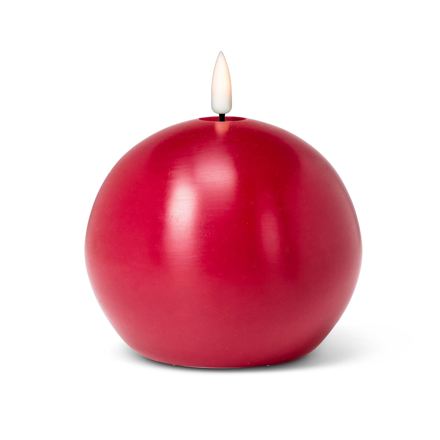 Abbott Collection Wax LED Flameless Ball Candle - Red (4" D)