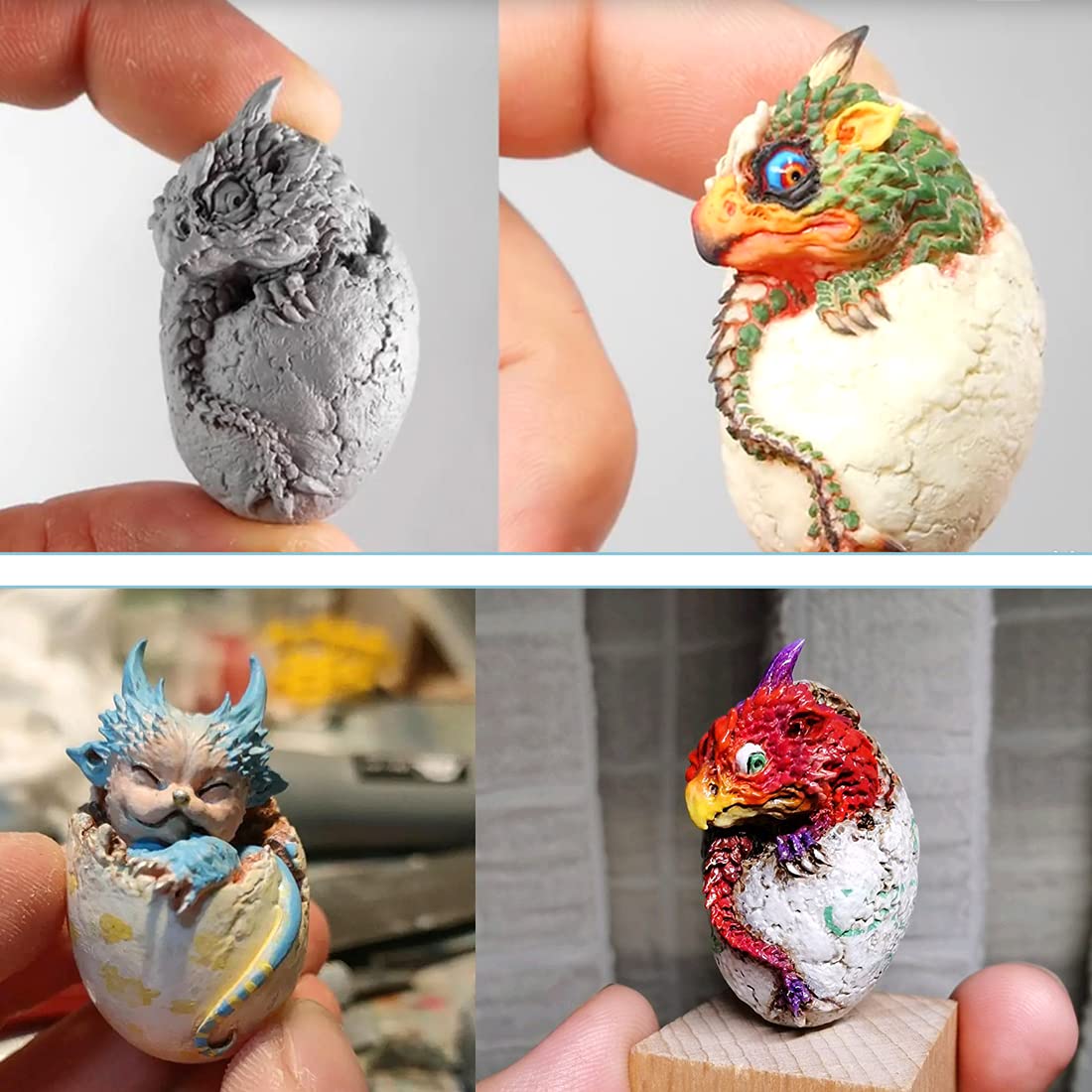 Voyyphixa 3pcs Dragon Egg Resin Molds Silicone Molds 3D Animals Epoxy Molds for Resin Broken Dinosaur Resin Casting Molds DIY Key chain Pendant Crafts Easter Decoration