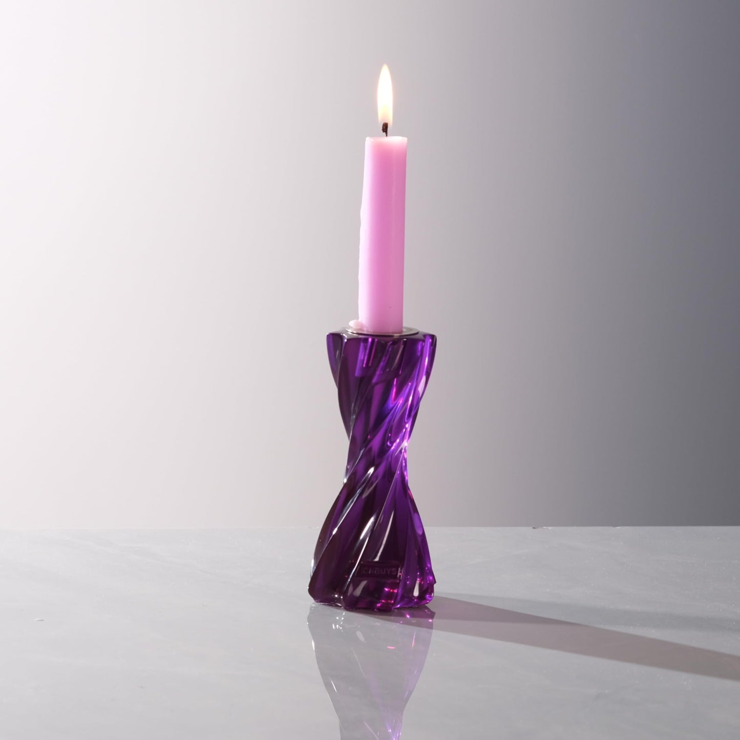 ICNBUYS Twizzle Twist Candle Holder, Decorative Candle Holder for Table Display, Romantic Decoration, Unique Home Décor Aesthetic, Housewarming Gift, Candle Stand Height 5.7 inches Pruple - Resin