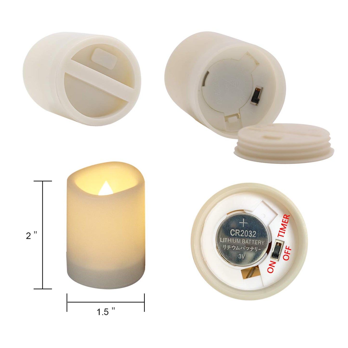 Eldnacele Flameless Votive Candles with Timer, Bulk Indoor/Outdoor Waterproof Tealight Candles Realistic Flickering Battery Operated LED Votive Candle Lights Pack of 12
