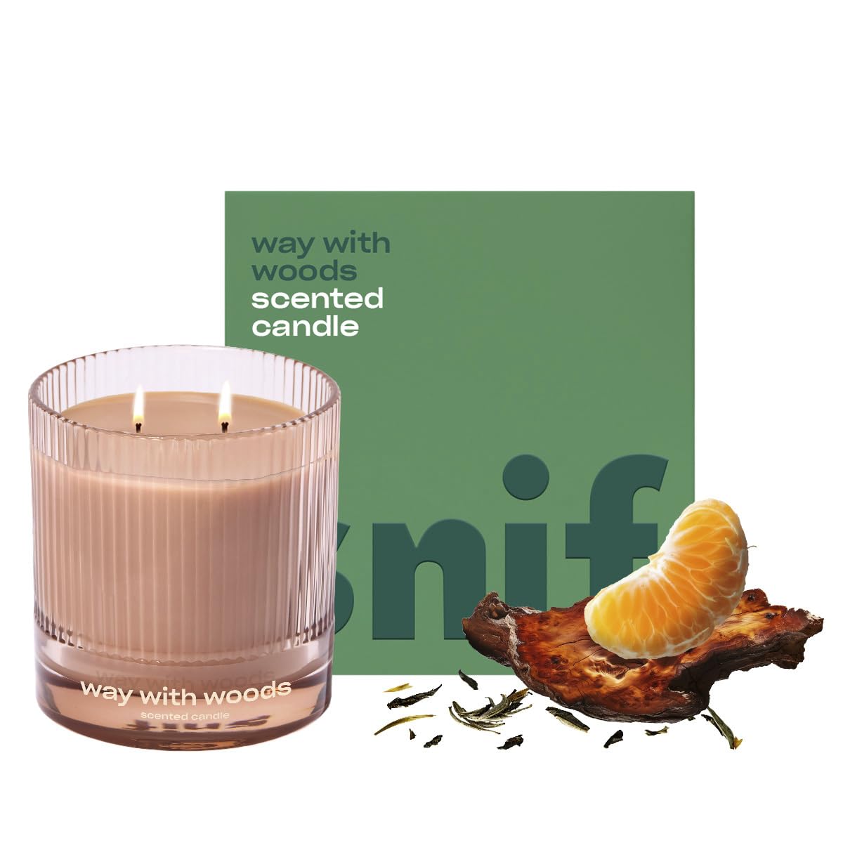Way with Woods Luxury Scented Candle by Snif, Inviting, Crisp Scent, 50+ Hours, 100% Cotton Fiber Wicks, Soy Wax Blend, Non-Toxic, Vegan, 8.5 oz