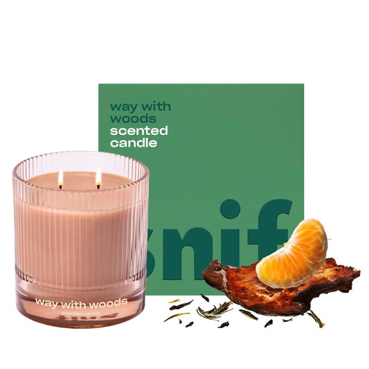 Way with Woods Luxury Scented Candle by Snif, Inviting, Crisp Scent, 50+ Hours, 100% Cotton Fiber Wicks, Soy Wax Blend, Non-Toxic, Vegan, 8.5 oz