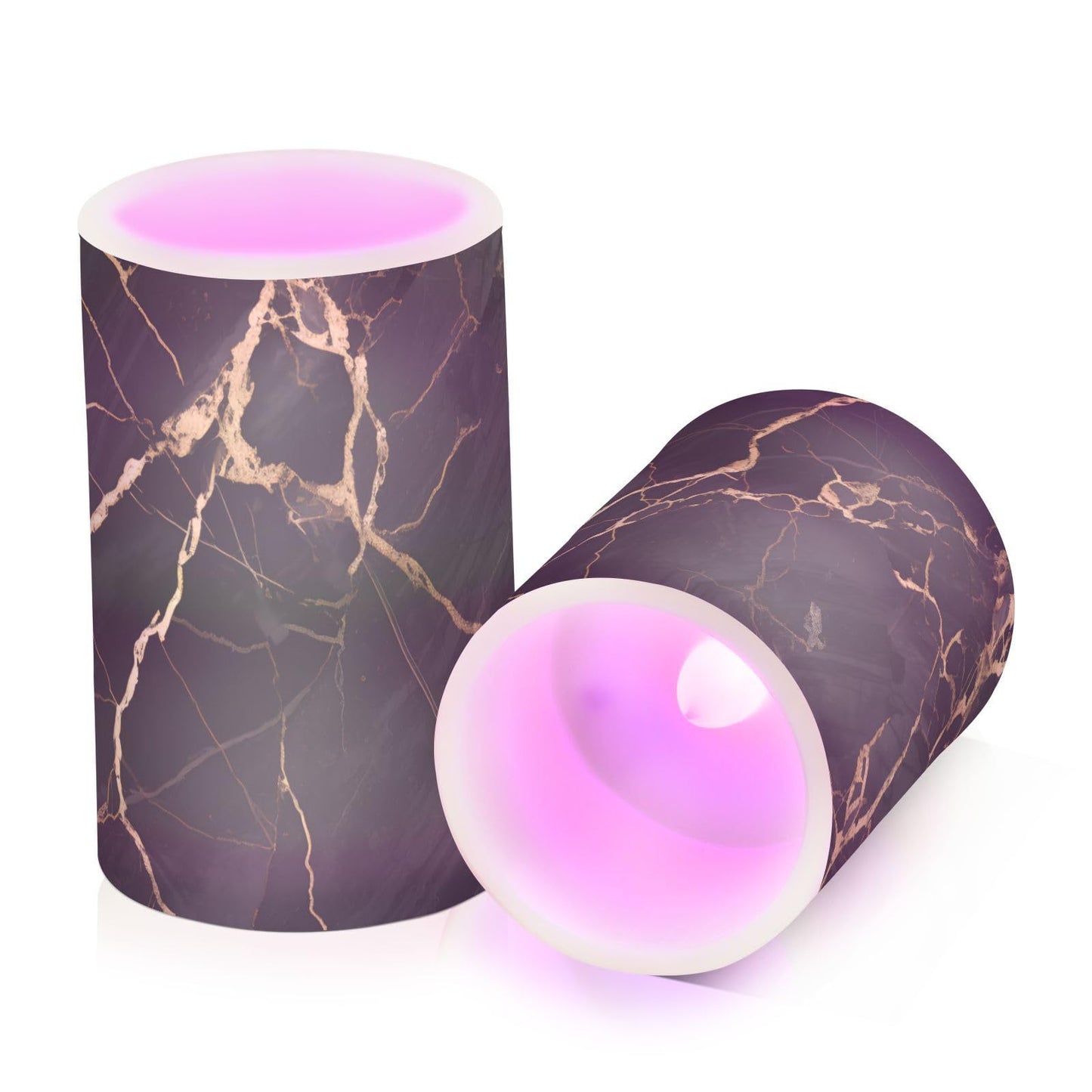 ALAZA Black Marble Gold Fluid Marble Flameless Candles Flickering LED Candles with Remote Timer Battery Operated Pillar Candles Set of 2 for Dinner Holiday Decor