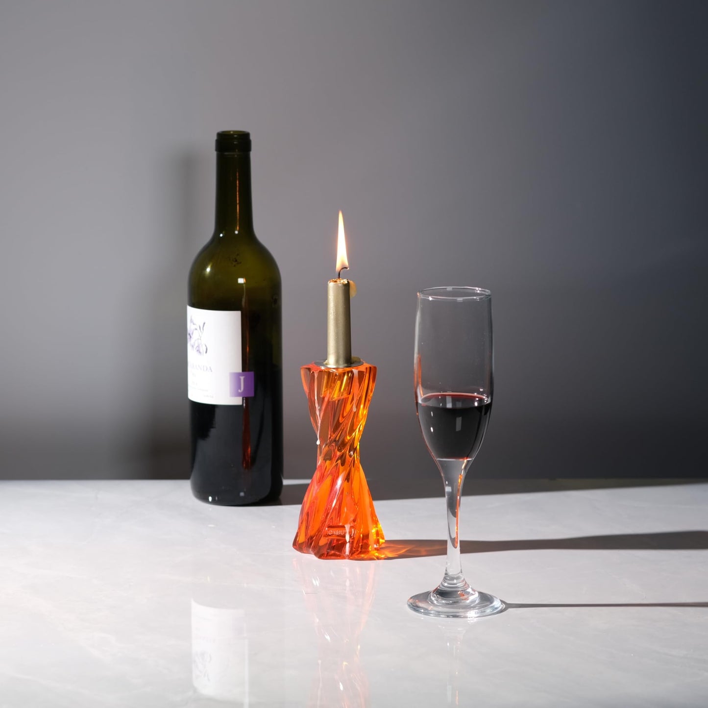 ICNBUYS Twizzle Twist Candle Holder, Decorative Candle Holder for Table Display, Romantic Decoration, Unique Home Décor Aesthetic, Housewarming Gift, Candle Stand Height 5.7 inches Orange - Resin