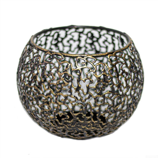 ArtHoval Gold Metal Candle Holders with Vintage Hollow-Out Design for Votive or Tealight Candles, Elegant Decorative Accent for Weddings Parties and Home Table Centerpieces(Black and gold)