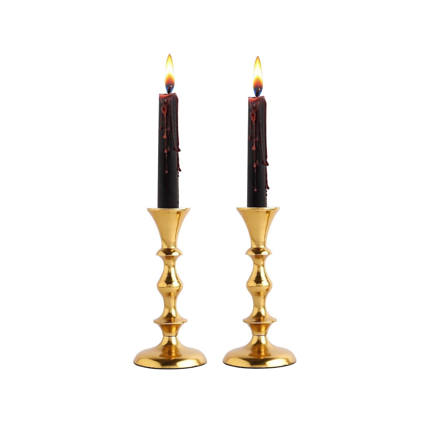 Rely+ Gold Candle Holders Set of 2 Decorative Centerpiece Table Candlesticks Holders for Taper Candles Home Decor Easter Candle Holders for Dinner Party Wedding Decorations