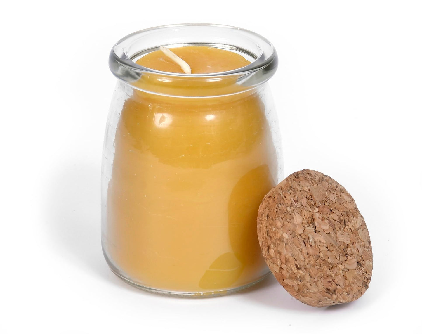 BeeTheLight Beeswax Jar Candle - 100% Pure USA Bees Wax in Glass Container with Cork Lid - Unscented - All Natural Light Honey Scent (3.3 oz w/Cork Lid, Unscented)