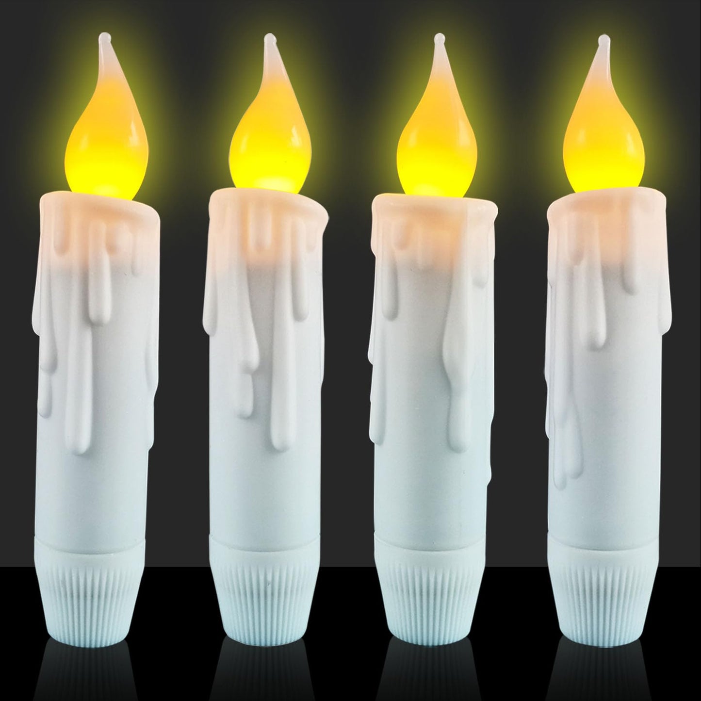 Short Flameless Taper Candles with Flickering Flame Realistic 6 Hour Timer,Small White Battery Operated LED Candlesticks for Christmas Halloween Decor,Set of 4 PCS