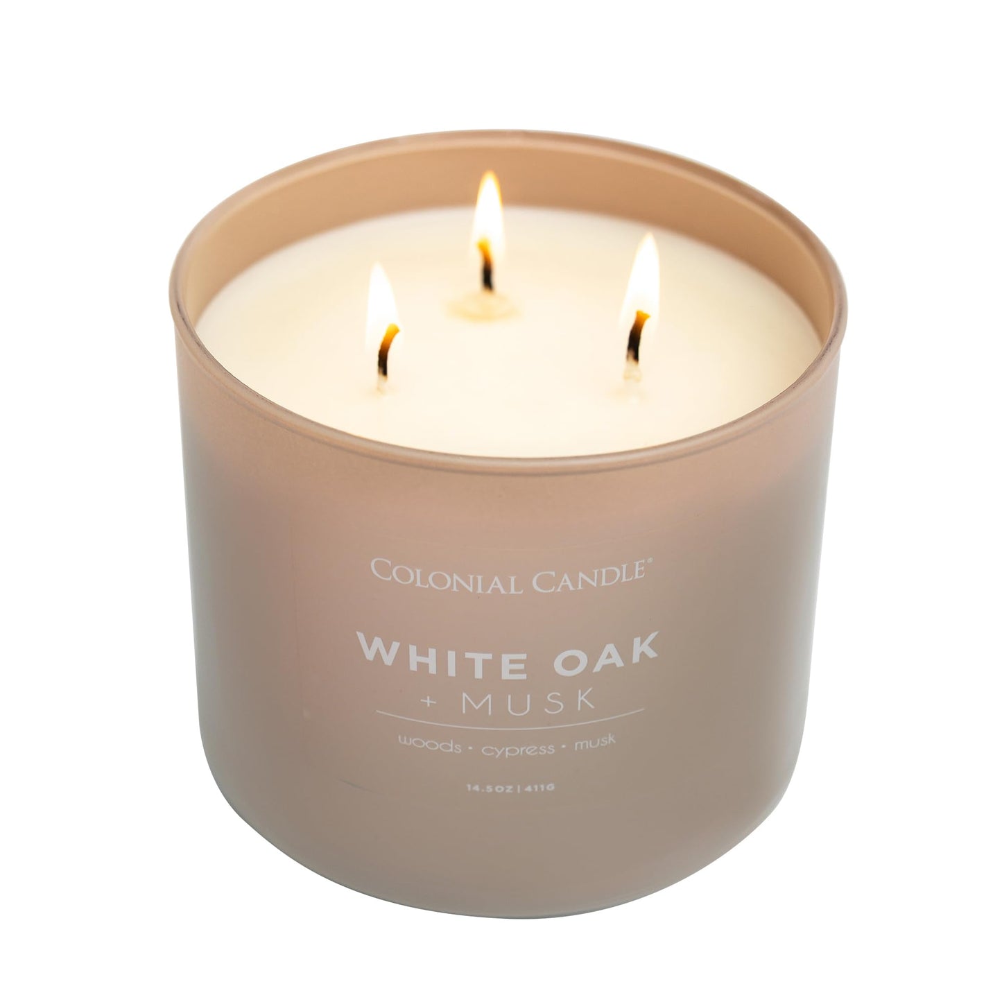 Colonial Candle White Oak & Musk Scented Jar Candle, Pop of Color Collection, 3 Wick, 14.5 oz - Up to 60 Hours Burn