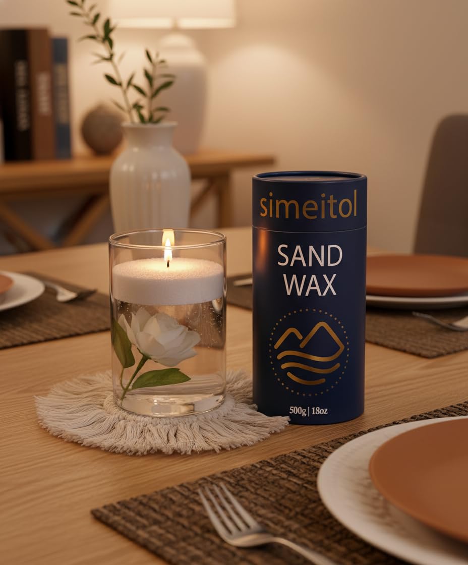 simeitol 18oz Scented Candle Sand Wax, Vanilla Scented Pearled Candles with a Glass Jar, Long Lasting with 120 Hours Refillable Candle Sand with 30 Wicks for Mom/Home Decor/Holiday Gift/Relaxation