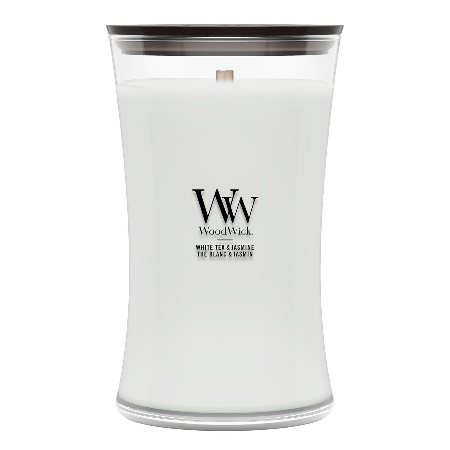 WoodWick Large Hourglass Scented Candle, White Tea & Jasmine