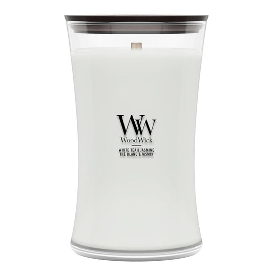 WoodWick Large Hourglass Scented Candle, White Tea & Jasmine