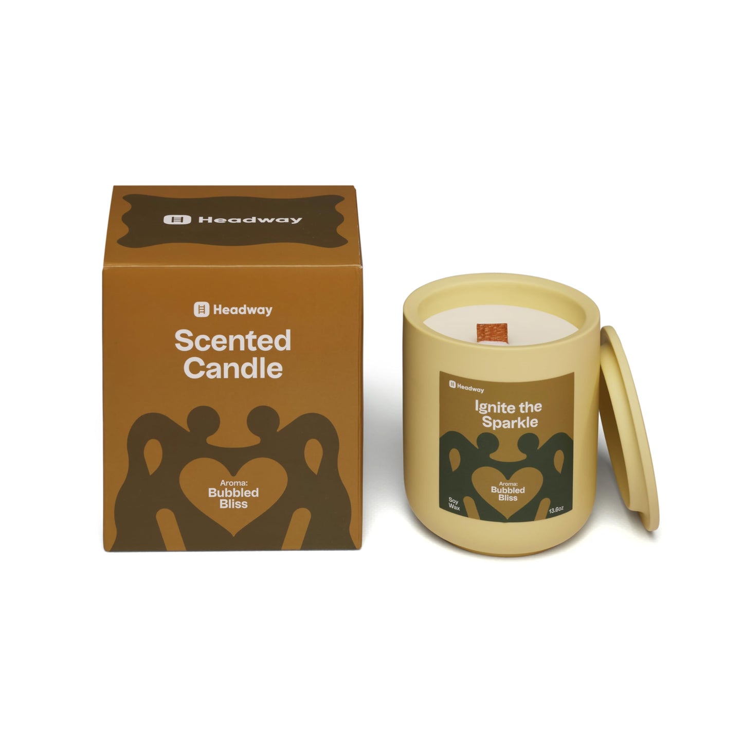 Headway Yellow Jar Scented Candle - Champagne Fragrance - 100% Soy Wax Scented Candles for Home, Valentines Day - Couples Gifts - Long-Burning Aromatherapy