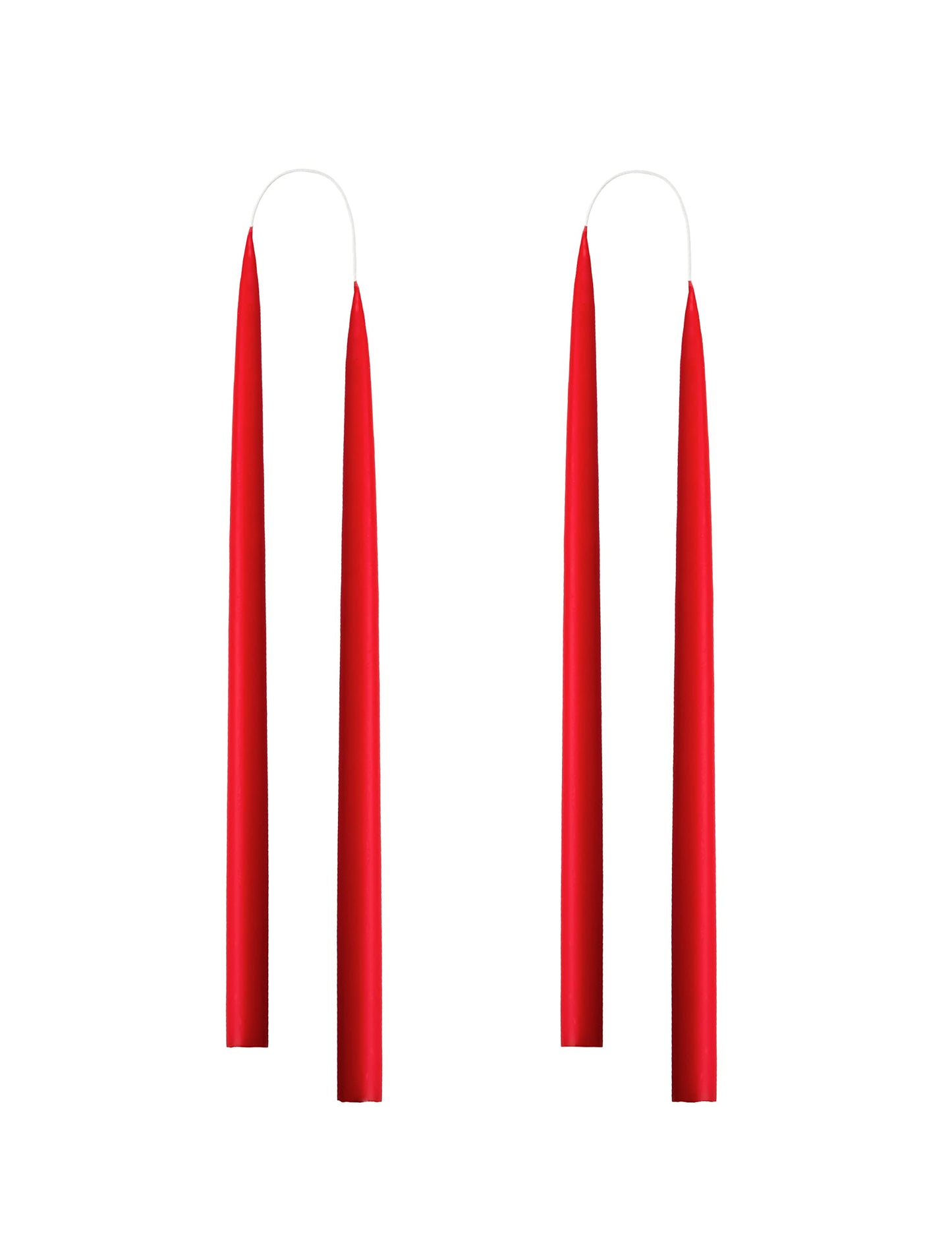 Kunstindustrien® Taper Candles, Set of 4, 13.8" – Made in Denmark, Long Burning Candles 15h, Unscented & Smokeless Candlesticks – Elegant Tall Candles for Weddings Dinners & Home Decor (Christmas Red)