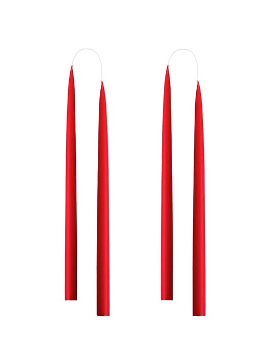 Kunstindustrien® Taper Candles, Set of 4, 13.8" – Made in Denmark, Long Burning Candles 15h, Unscented & Smokeless Candlesticks – Elegant Tall Candles for Weddings Dinners & Home Decor (Christmas Red)
