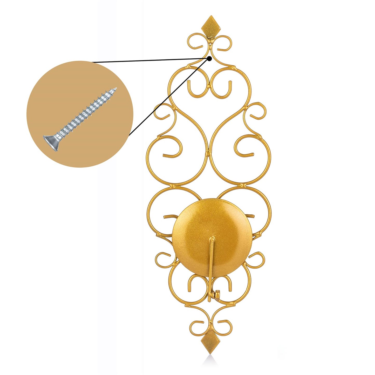Sziqiqi Iron Wall Candle Sconce Holder Set of 2 Hanging Wall Mounted Pillar Candle Sconces Holder, Wall Sconces Decor for Bedroom Dining Room, Gold
