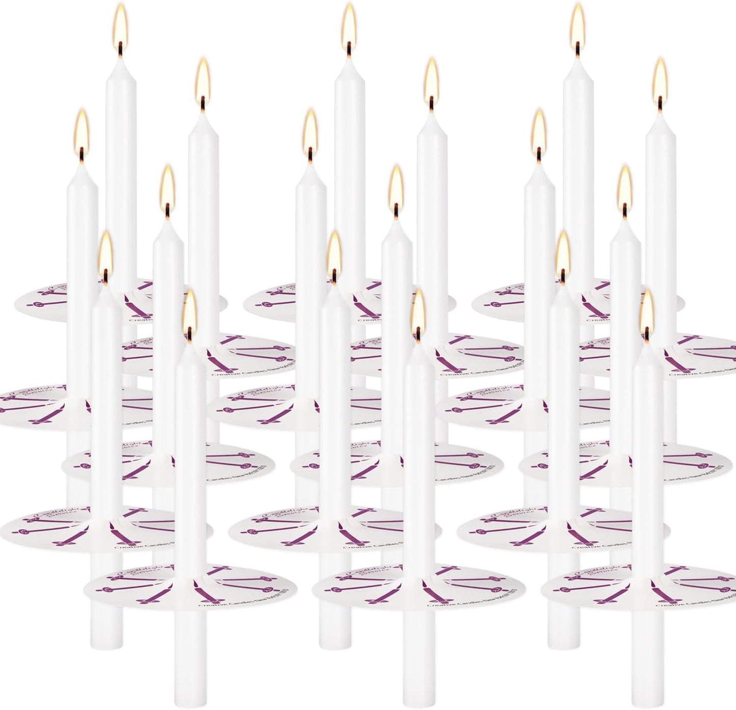 YOROXRG 100 pcs Church Candles with Drip Protectors for Devotional Candlelight Vigil Service, Unscented White 5" H X 1/2" D, No Smoke, Shabbat, Praye