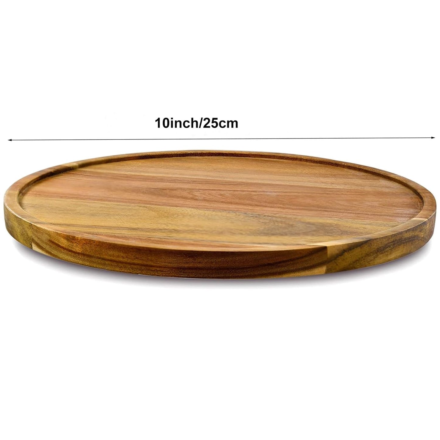 Candle Holder Tray Home Decor, Round Wood Tray for Coffee Table, Small Wooden Serving Decorative Trays for Home 10inch