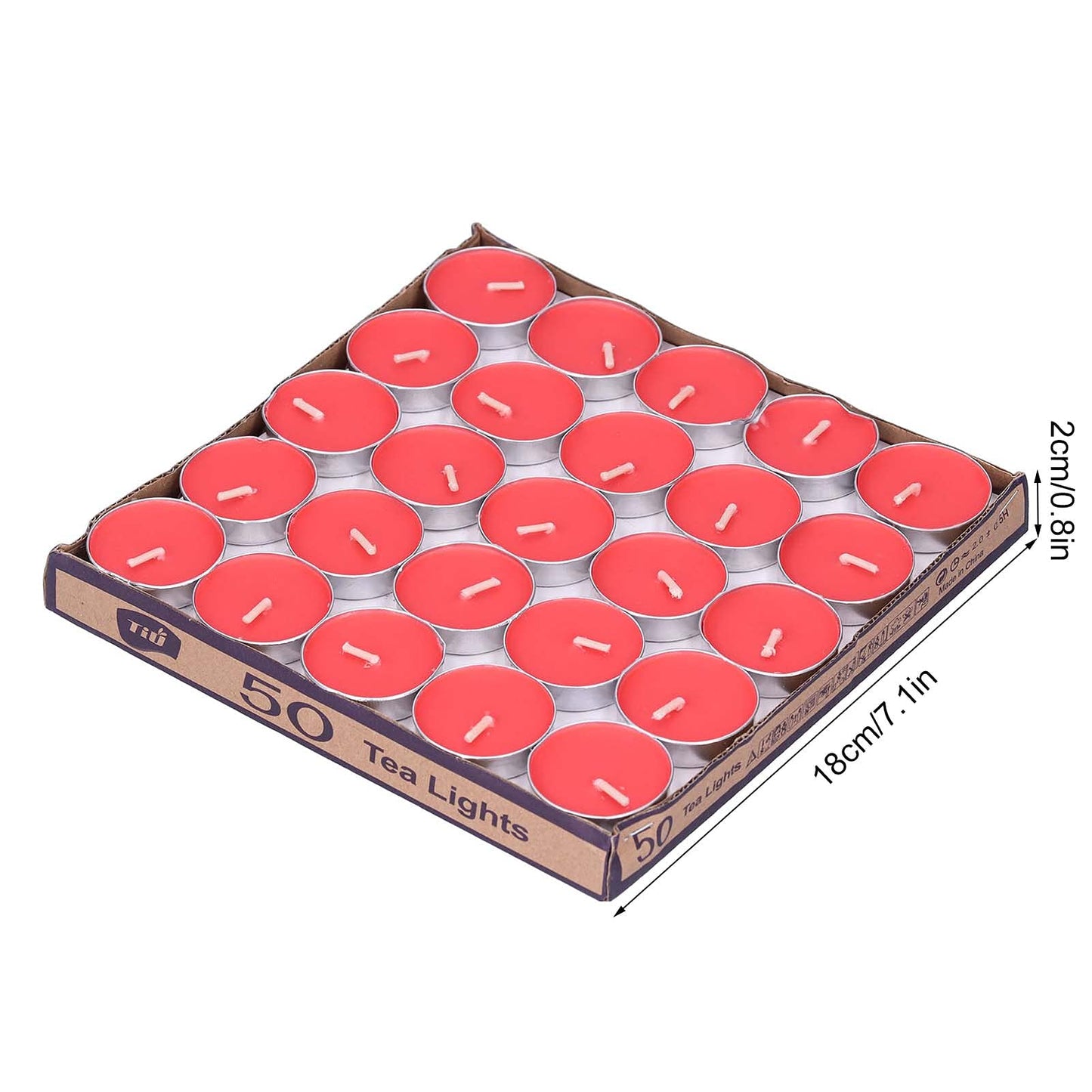 CDQL 50Pcs Tea Light Candles Smokeless Scented Tea Light Candles Round Candles Smokeless Scented Candles Aluminum Alloy Shelled Round Candles Wedding Anniversary Party Supplies (Red), Default
