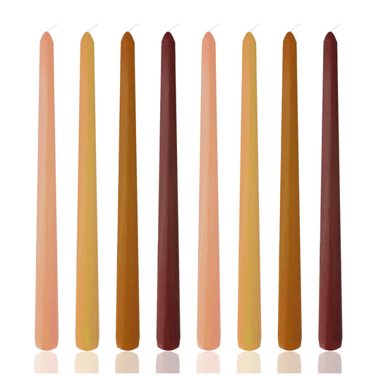 10 Inch Taper Candles, 8 Pack Fall Earth Colors Candlesticks, Unscented Dripless Taper Candles for Thanksgiving, Wedding, Dinner Table, Home Decor
