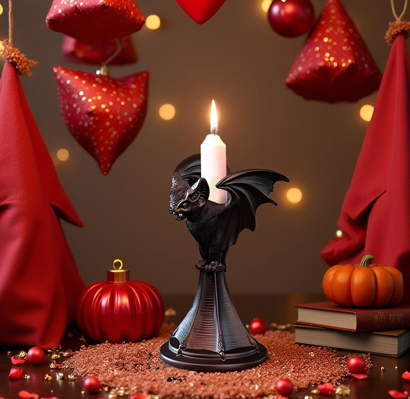 Gothic Decor Bat Halloween Candle Holder for Home-Goth Gift Candle Sticks Holder (Bat)