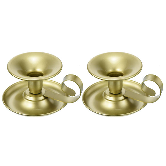 PATIKIL Retro Iron Taper Candle Holder, Set of 2 Gold Simple Candlestick Holder Candle Light Stand for Halloween Table Centerpiece Party Wedding Dinning Decor
