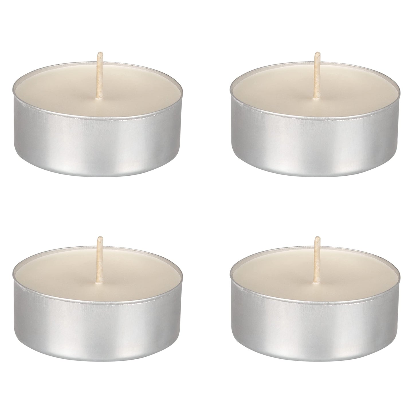 Mega Candles 4 pcs Unscented Oversize White Tea Lights Candles, Pressed Wax Candle 12 Hour Burn Time, Home Décor, Wedding Receptions, Occasions, Events, Meditations, Tranquility, Spa