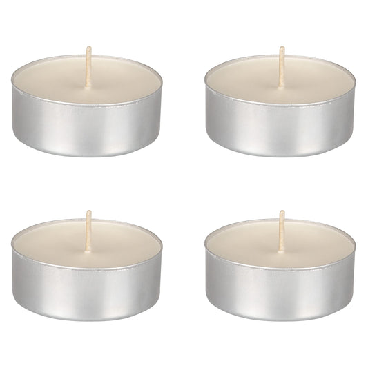 Mega Candles 4 pcs Unscented Oversize White Tea Lights Candles, Pressed Wax Candle 12 Hour Burn Time, Home Décor, Wedding Receptions, Occasions, Events, Meditations, Tranquility, Spa