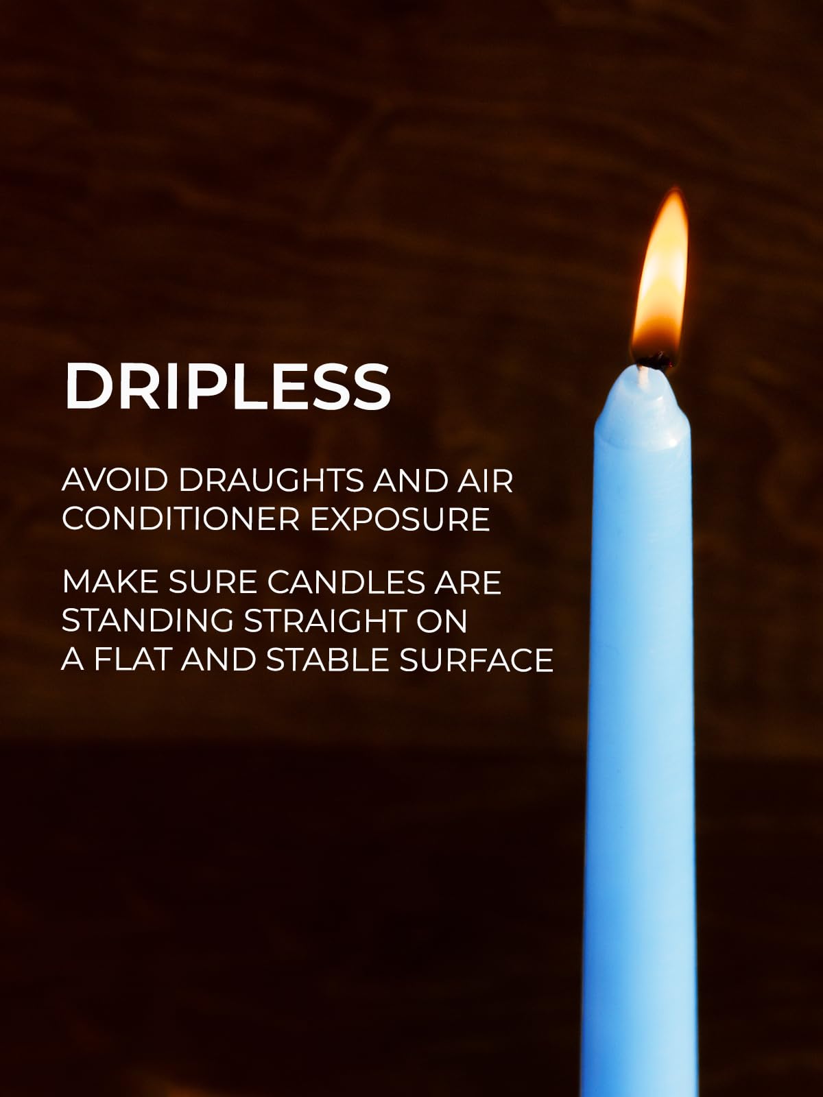 CANDWAX Light Blue 10 inch Taper Candles Set of 12 - Unscented Smokeless Dripless Tall Candlesticks - Perfect for Special Occasions, Ordinary Dinners and as Easter Candles - Light Blue Candle Sticks