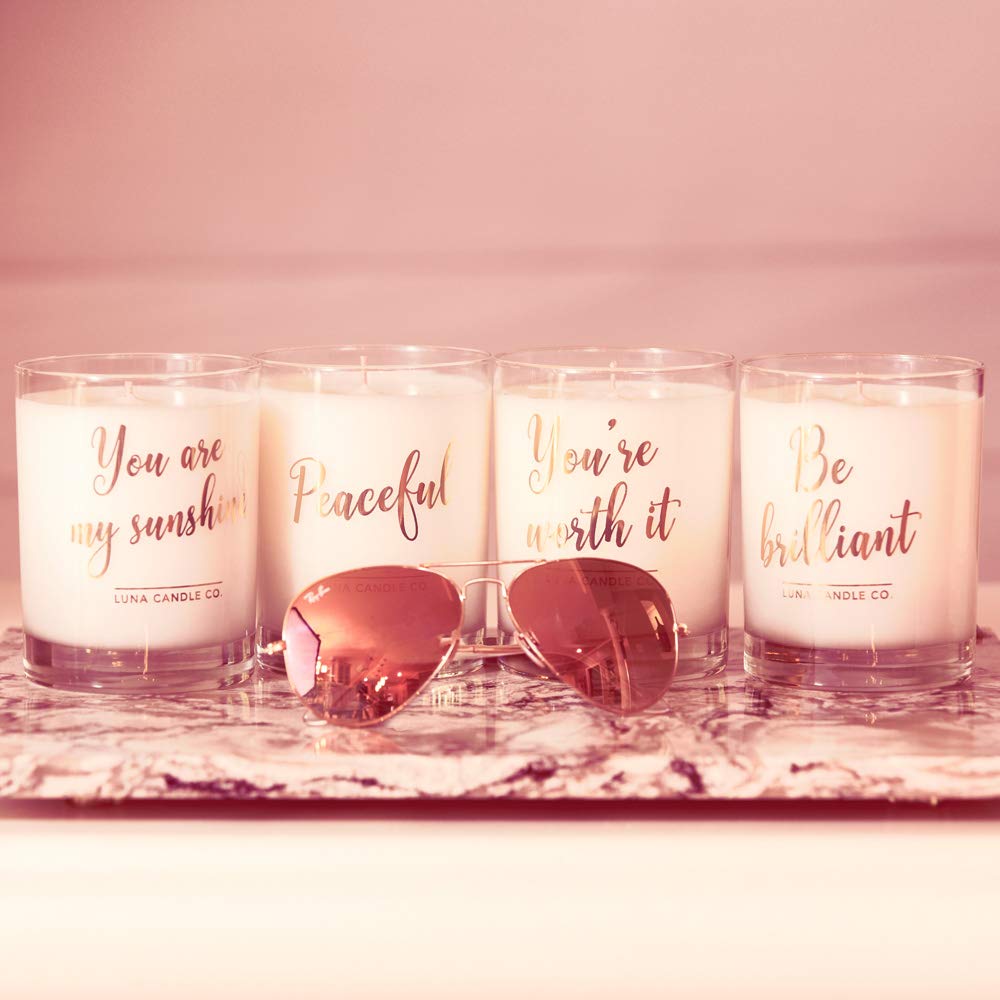 LUNA CANDLE CO. Simple Lavender Scented Jar Candle, Soy Wax, 11oz. Glass, Up to 110 Hours of Burn Time, Tranquility, Perfect for Yoga and Spa, Relax and Unwind, Made in The USA- Peaceful