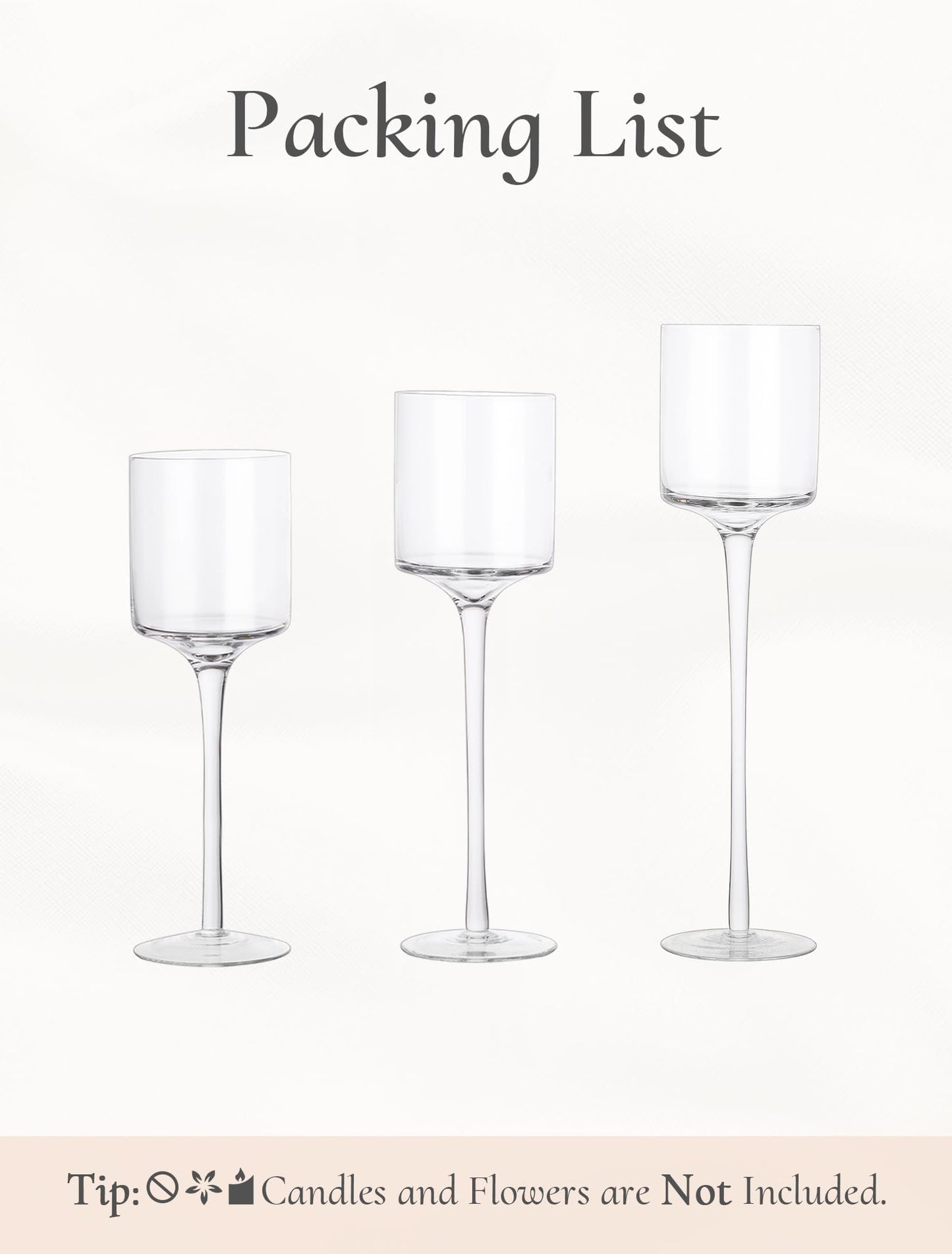 Inweder Tall Glass Candle Holder: Long Stem Floating Candle Holders for Tealight Votive and Pillar Large Clear Centerpieces for Wedding Table Party Home Set of 3