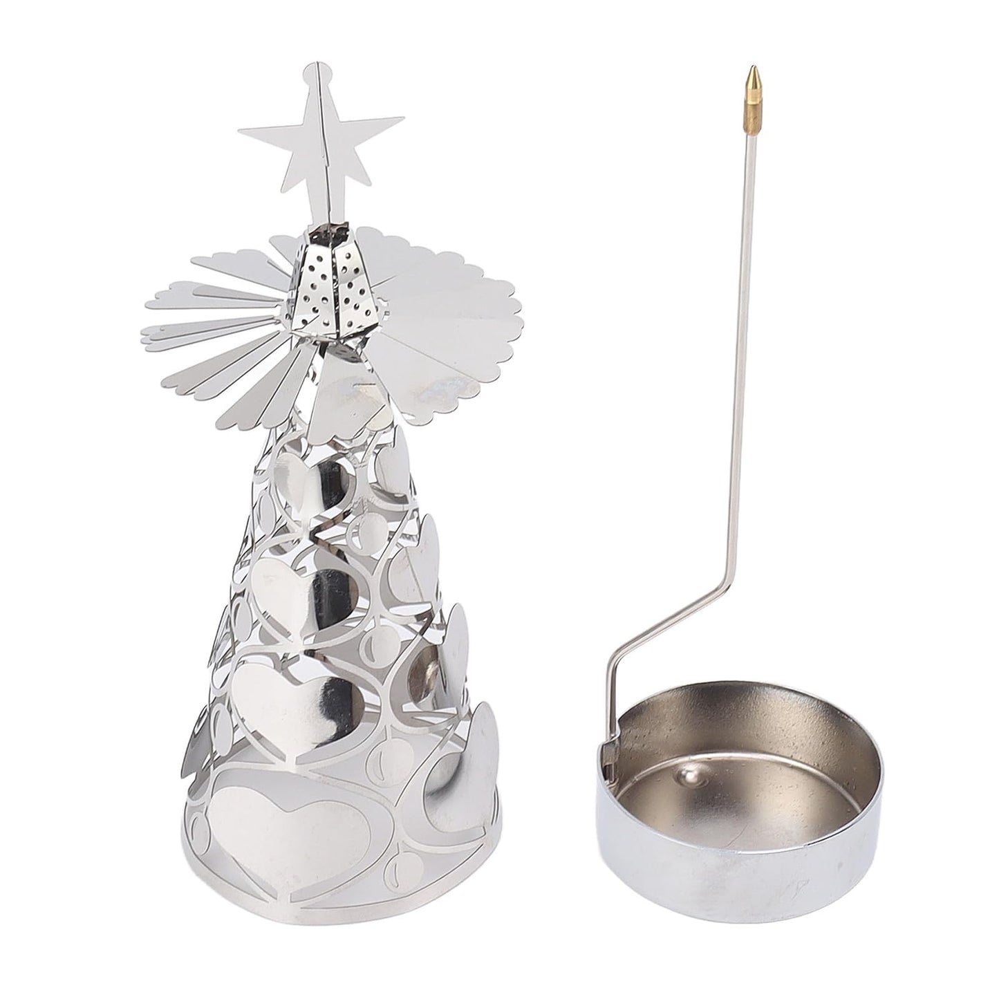 aqxreight Spinning Candle Holder Rotating Candlestick Set for Romantic Wedding Christmas Party Gold Snowflake (Heart Shaped)