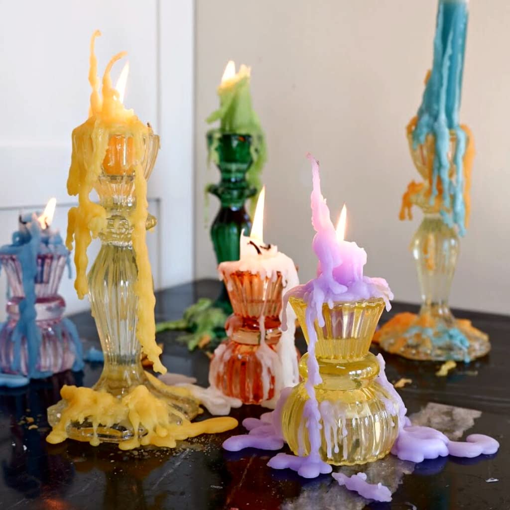 Candlestock Hippie Drippy Drip Candles - Pack of 11 Dripping Taper Candles - Wine Bottle Melting Candles (Ivory)