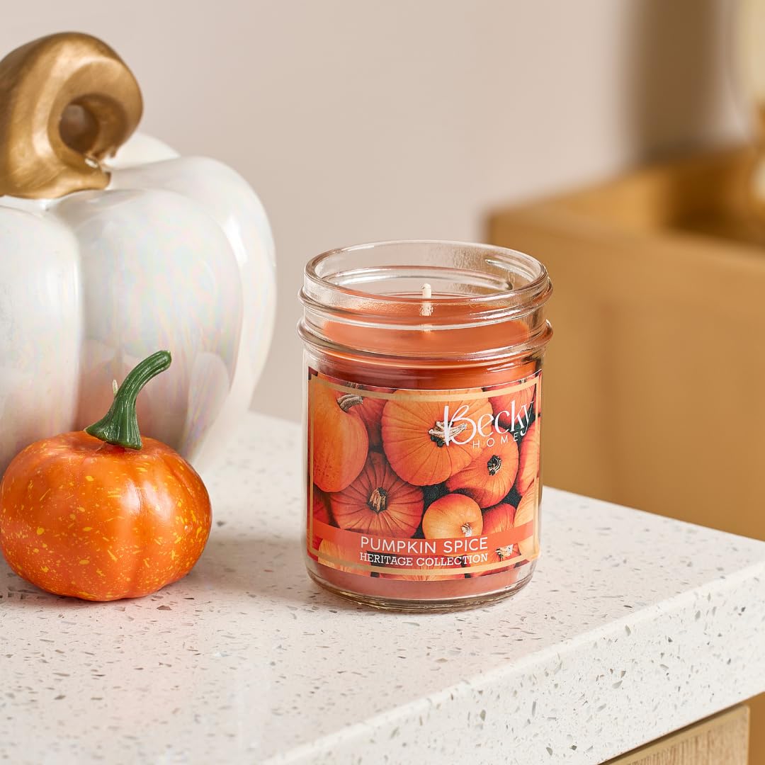 Becky Home 8oz Pumpkin Spice Candle, Fall Candles Set, Candles Pumpkin Spice, Pumpkin Scented Candle, Fall Scented Candles for Home, Jar Candles, Candle Gift for Men and Women