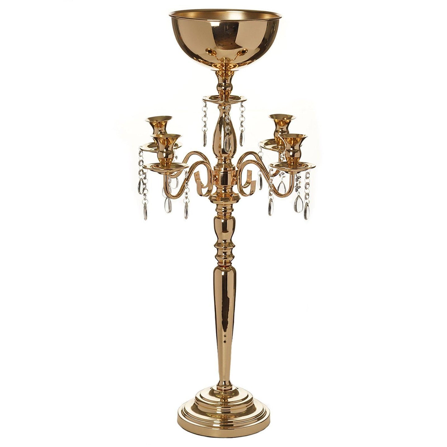 Efavormart 33" Tall Gold Arm Shiny Metal Candelabra Chandelier Votive Candle Holder Wedding Centerpiece